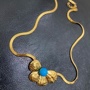 Gold and Turquoise Flower Necklace